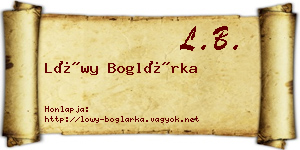 Lőwy Boglárka névjegykártya